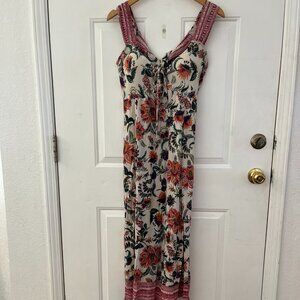 Angie Woman's Beach Summer Festival Bohemian Floral Maxi Dress Sz med
